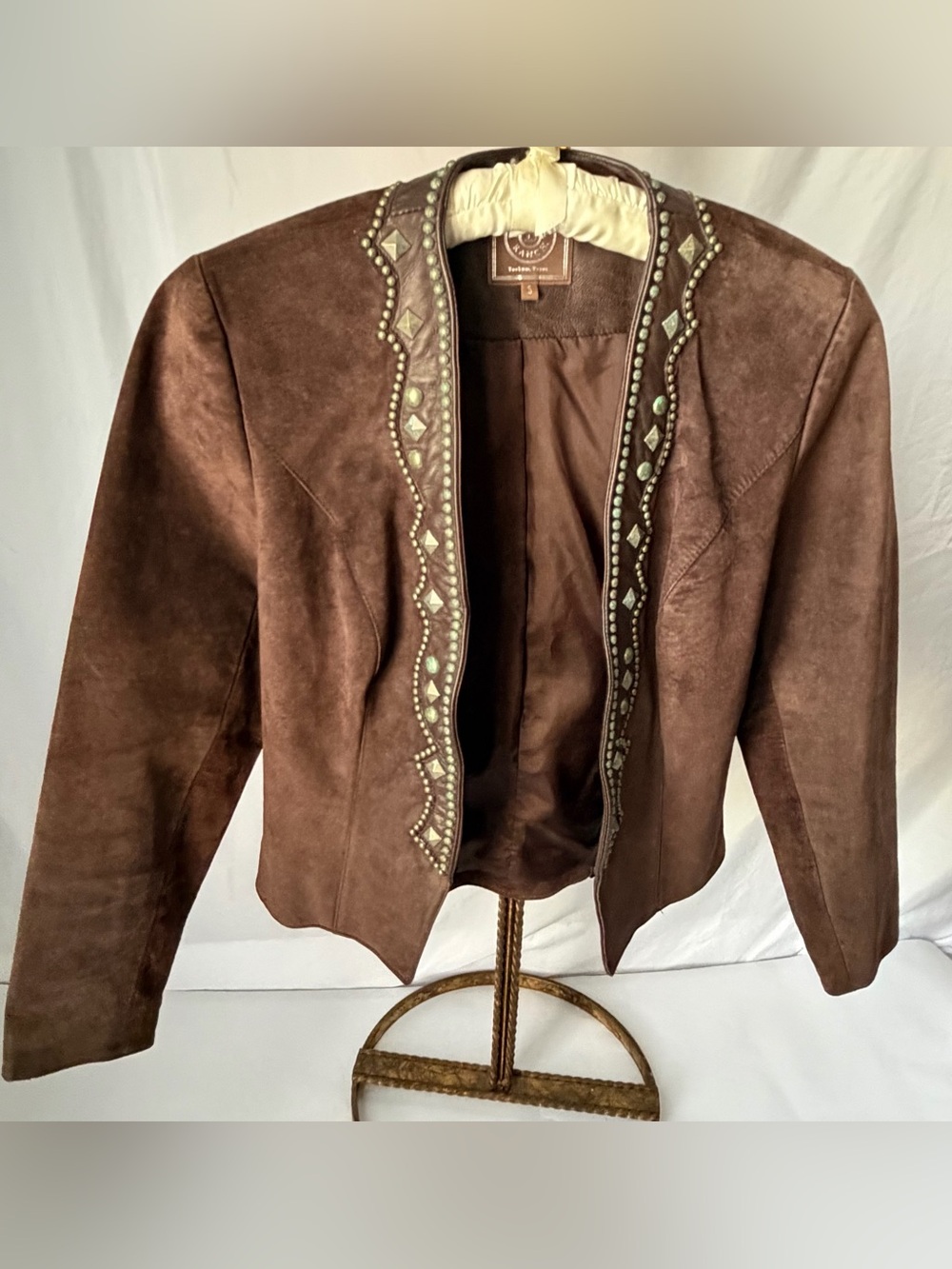 Double D Ranch Brown Studded Suede Gallery Jacket S